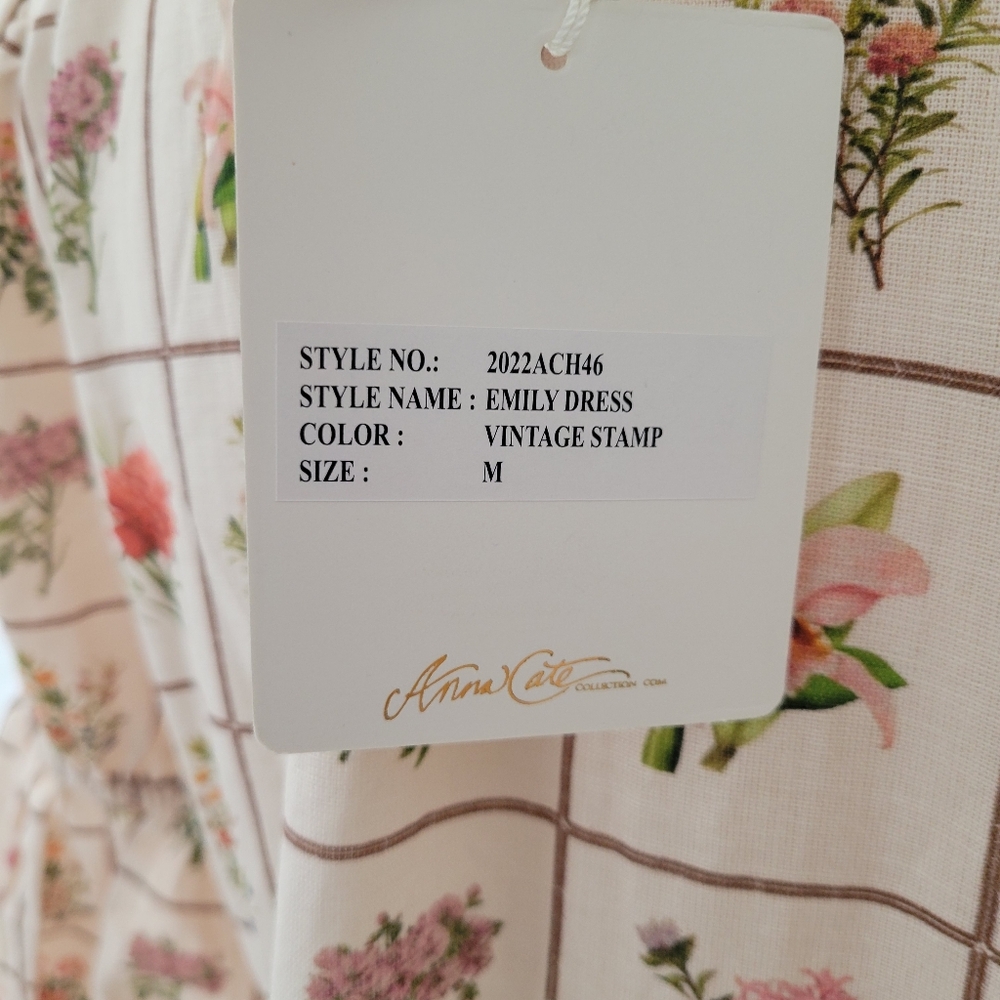 Anna Cate Vintage Stamp‎ Emily Floral Maxi Dress Linen Cotton Size M - Picture 15 of 15